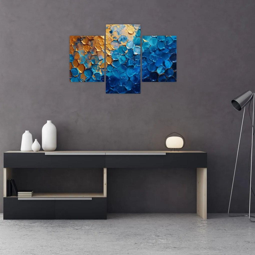 Tablou - Pictura albastru-auriu (90x60 cm)