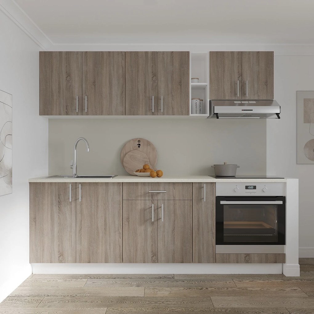 Corp haaus Karo, 1 Sertar, 2 Usi, Stejar Sonoma Inchis/Alb, 60 x 50 x 80 cm