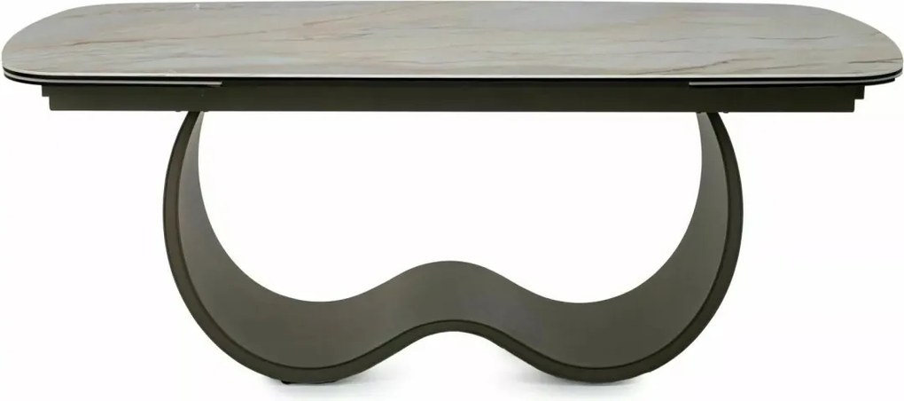 Masa extensibilă Casablanca Ceramic bej lucios/cupru L198-274xl98 cm