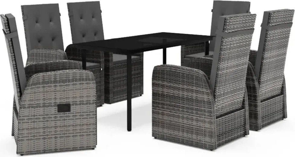 vidaXL Set de mobilier pentru grădină, cu perne, 7 piese, gri