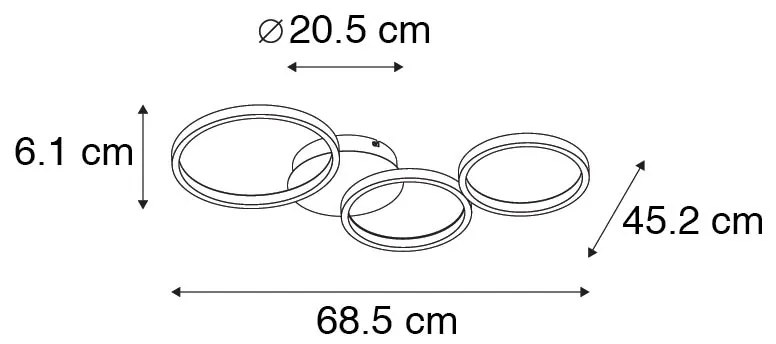 Plafoniera de design alb, cu LED integrat, cu dimmer pe 3 trepte, 3 lumini - Pande