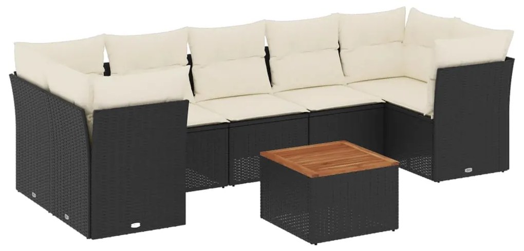 3255839 vidaXL Set mobilier de grădină cu perne, 8 piese, negru, poliratan