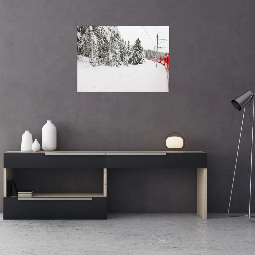 Tablou - Tren într-un peisaj înzăpezit (70x50 cm)