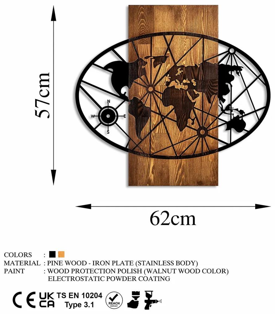 Accesoriu decorativ de perete din lemn World Map 4-M