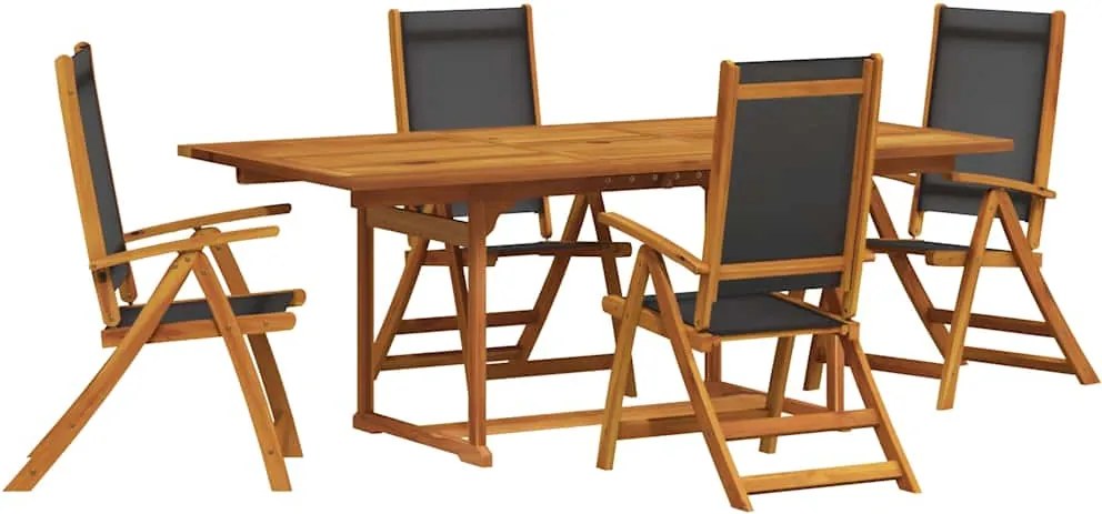vidaXL Set mobilier de grădină, 5 piese, lemn masiv acacia/textilenă