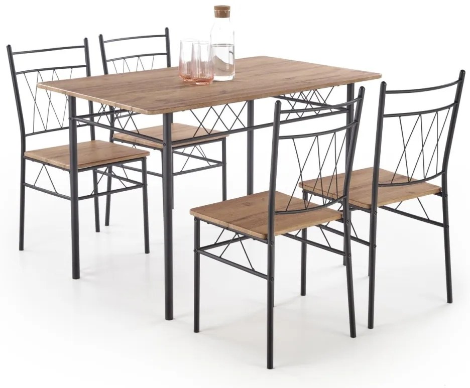 Set masa + 4 scaune Faust stejar natur/negru