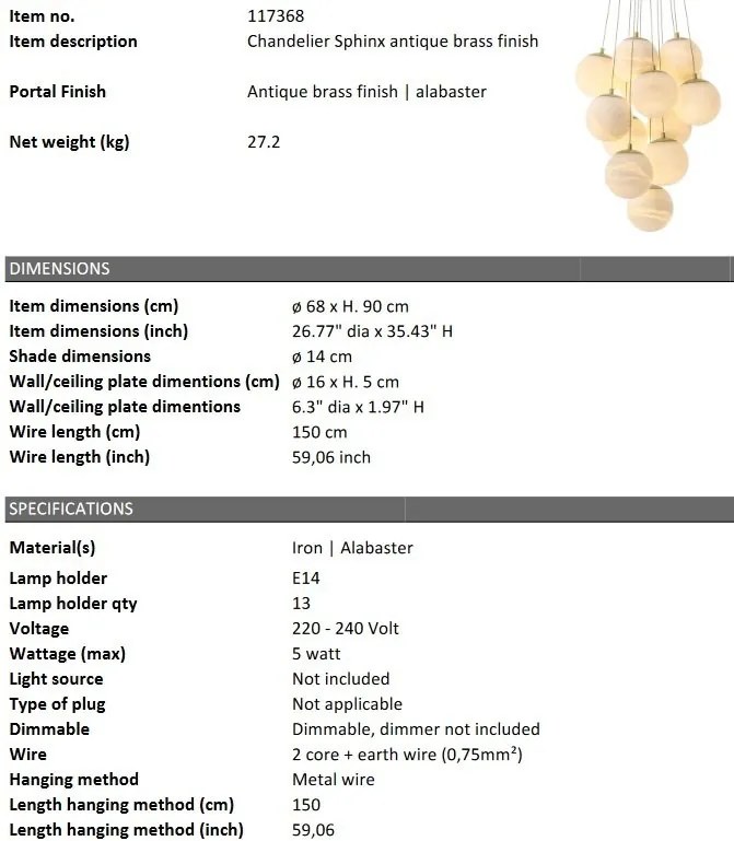 Lustra cu 13 pendule design modern LUX Sphinx