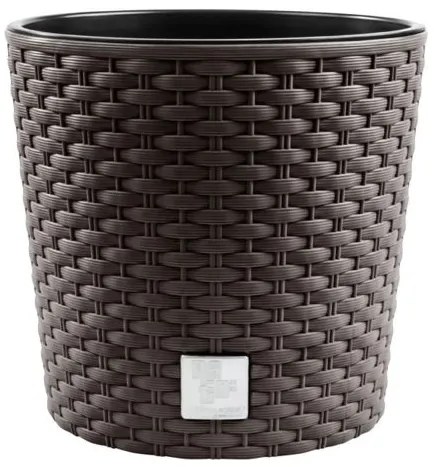 Ghiveci decorativ de flori, rotund 25x22.4 cm, imitatie ratan, maro, Rato