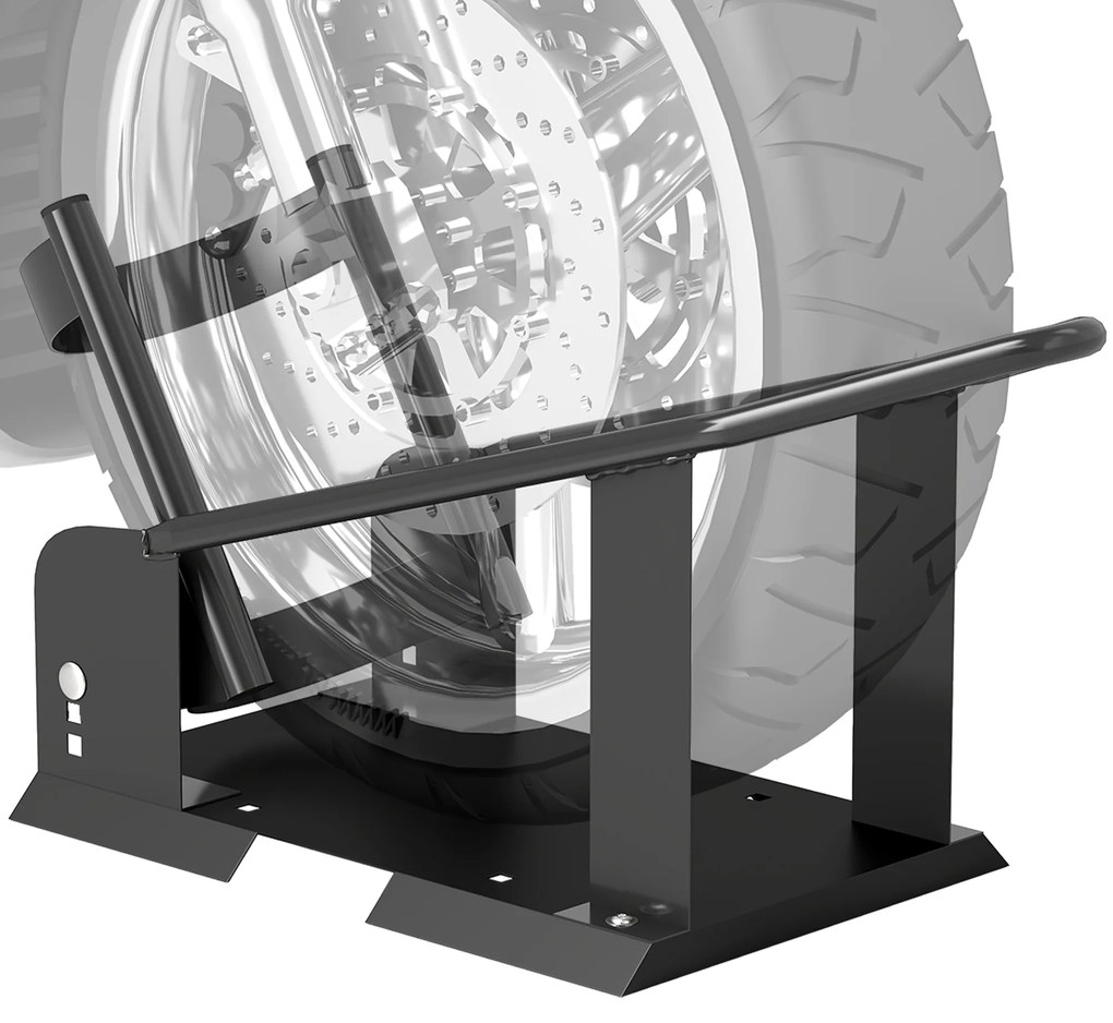 HOMCOM Cale de roată pentru motocicletă, cațărătoare de motocicletă din oțel, suport de transport cu 3 găuri reglabile în înălțime 27 x 71,5 x 33,5 cm negru | Aosom Romania