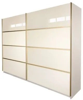 Gold Dulap 2800 Crem cu usi MDF Lucios + 1 Comoda