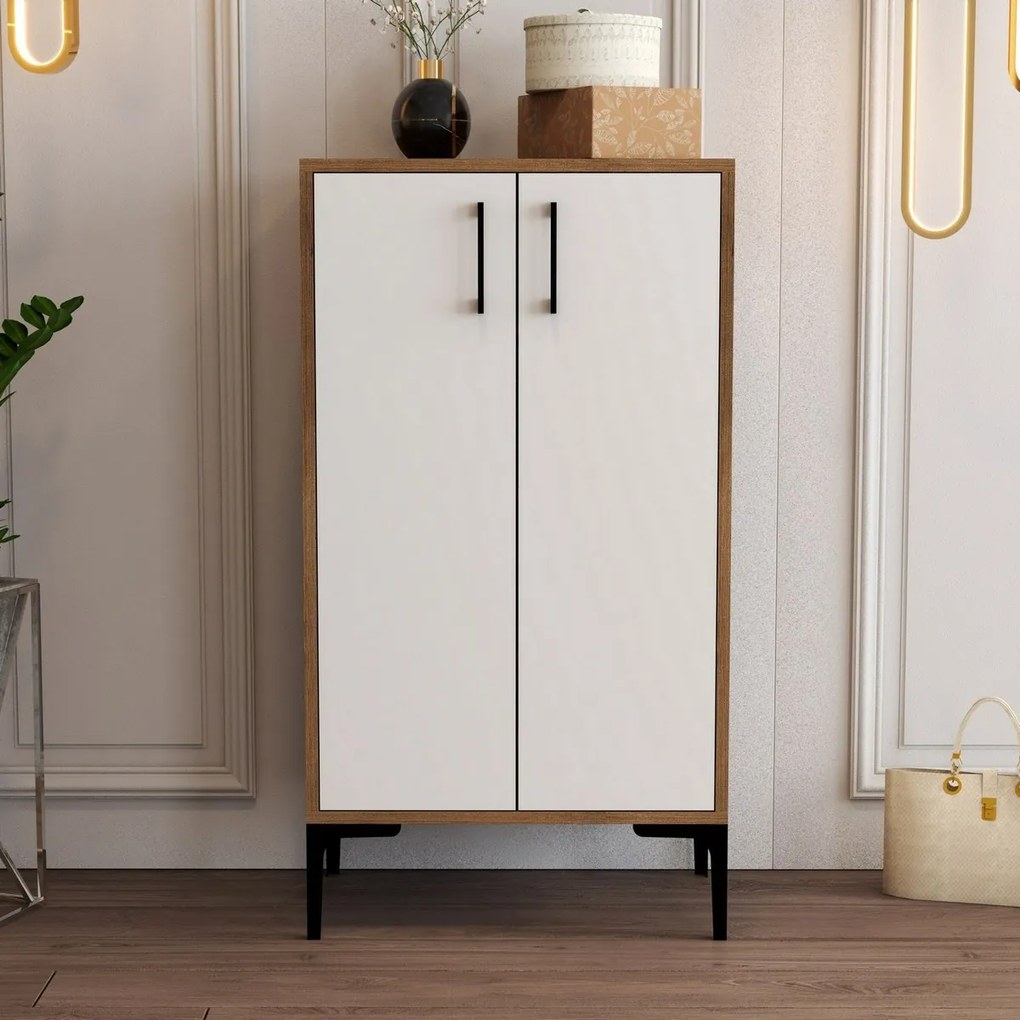 Dulap pentru pantofi Prag Walnut and White