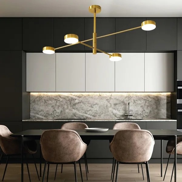 Lustră LED pe tijă LED/48W/230V 4000K auriu