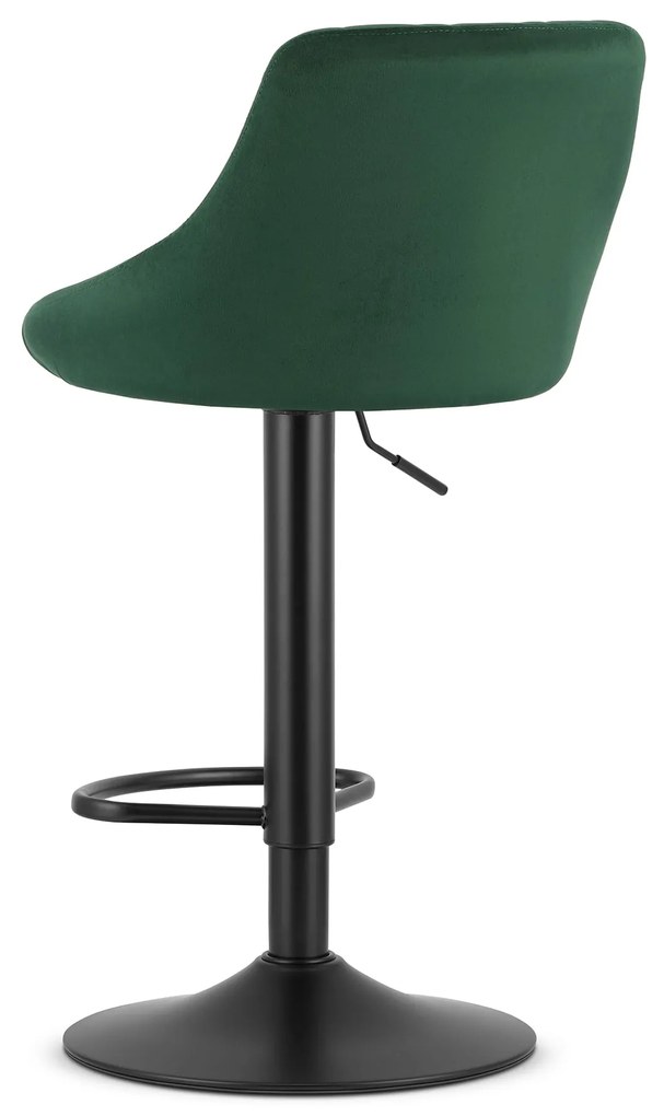 Scaun de bar verde VELVET KAST cu picior negru