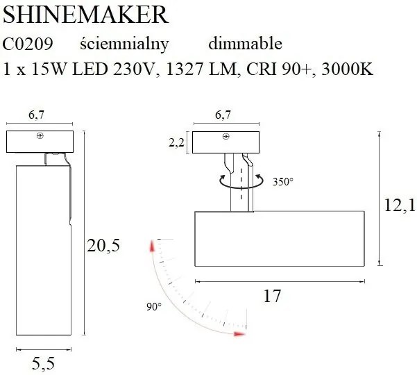 Spot LED aplicat directionabil SHINEMAKER alb