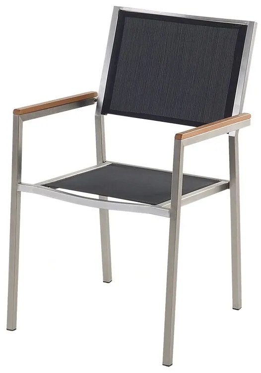 Set de masă pentru grădină Grosso (negru) (blat din sticlă 180x90 cm) (scaune negre). 1011750