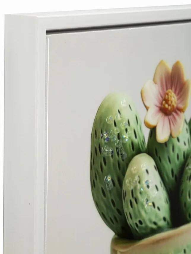 Mauro Ferretti Tablou Imprimat Pe Pânză Lacuită, Cu Ramă, Model ,,Borcan Cu Cactus" Înălțime 40 X Grosime 2,8 X Lățime 40 Cm | Aosom Romania