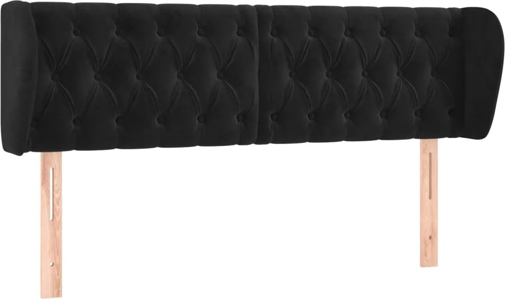 vidaXL Tăblie de pat cu aripioare negru 147x23x78/88 cm catifea