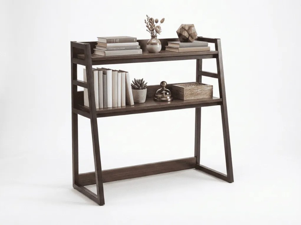 Raft de birou VERTEX 90x95 cm, negru / decor nuc