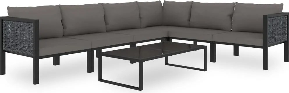vidaXL Set mobilier de grădină cu perne, 7 piese, antracit, poliratan
