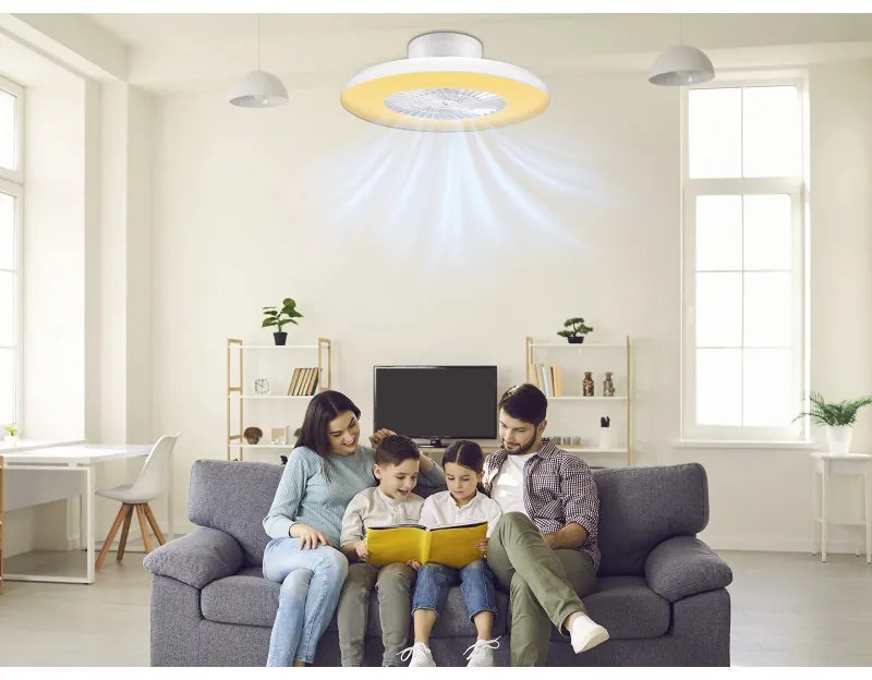 Resigilat: Ventilator de tavan cu LED 2in1 Beper P206VEN650, Lampa LED, 40 W, 3 viteze, Temporizator, Alb