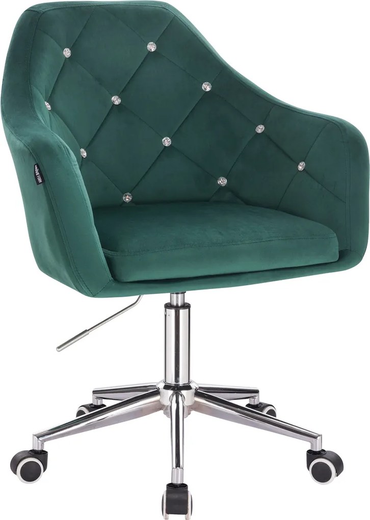 HR830CK Scaun Verde Catifea cu Bază Cromata