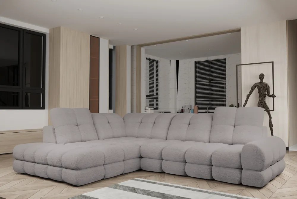 Set canapea extensibilă cu funcţie de extensie electrică, bej-gri Taupe, pe stânga, TOLLO L ROH