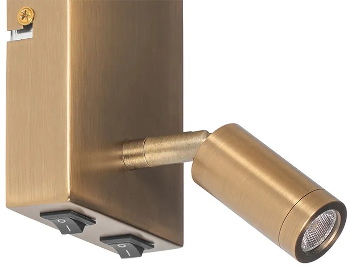 Lampă de perete modernă albă și bronz cu lampă de citit - Renier