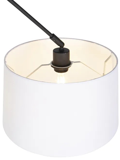 Lampă suspendată neagră cu abajur din in alb 35 cm - Blitz