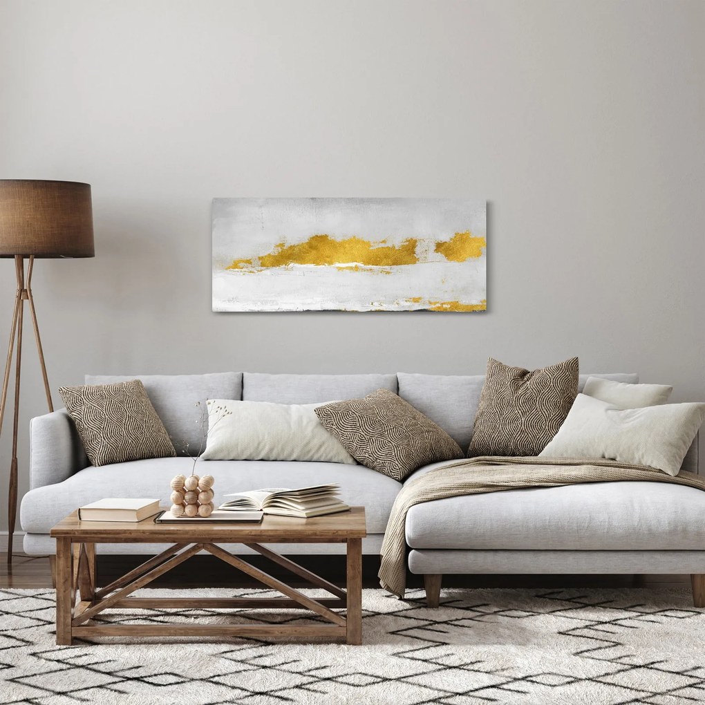 Tablou - Mișcări aurii și gri (120x50 cm)