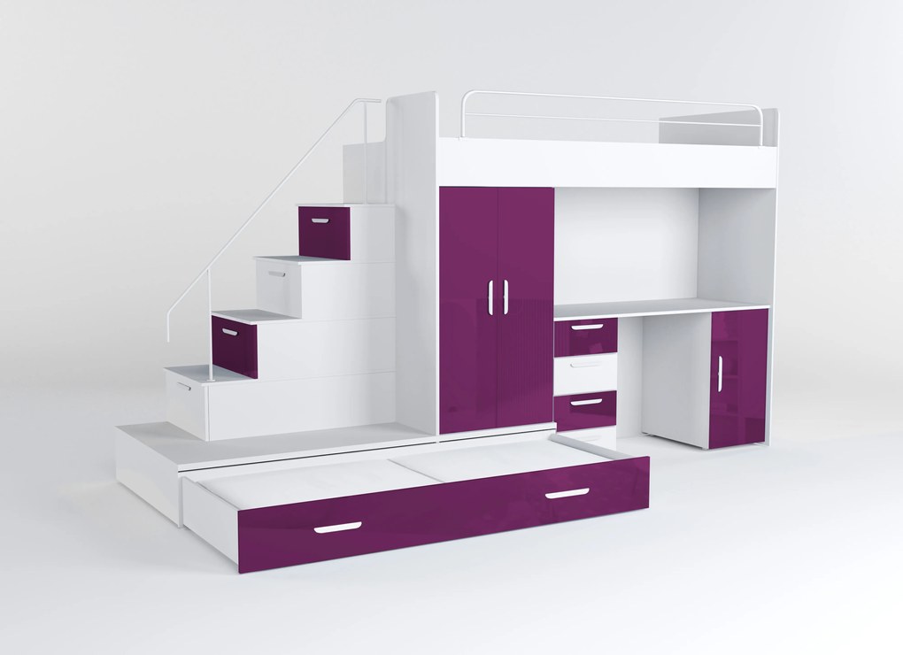 Pat pentru copii Ruby V (Alb + Violet) (cu somieră). 611115