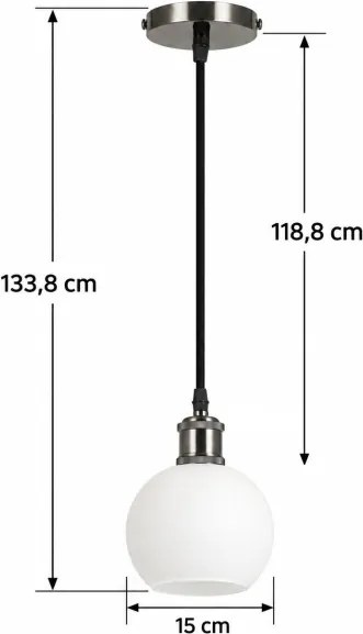 BRILAGI - lustra LED suspendată pe cablu RETRO GLASS 1xE27/60W/230V Ø 15 cm negru/alb