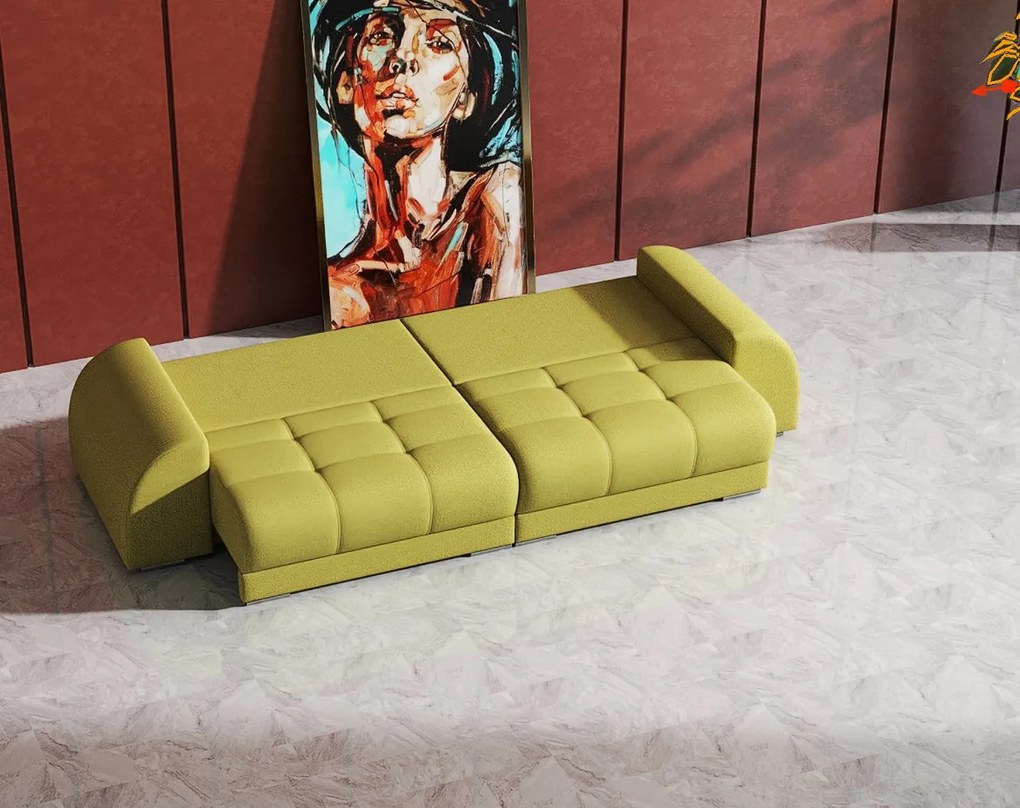 Canapea extensibilă dumonde cu 2 lăzi de depozitare si sezut confortabil din spuma high-density, Verona Enjoy Green 310x100 cm