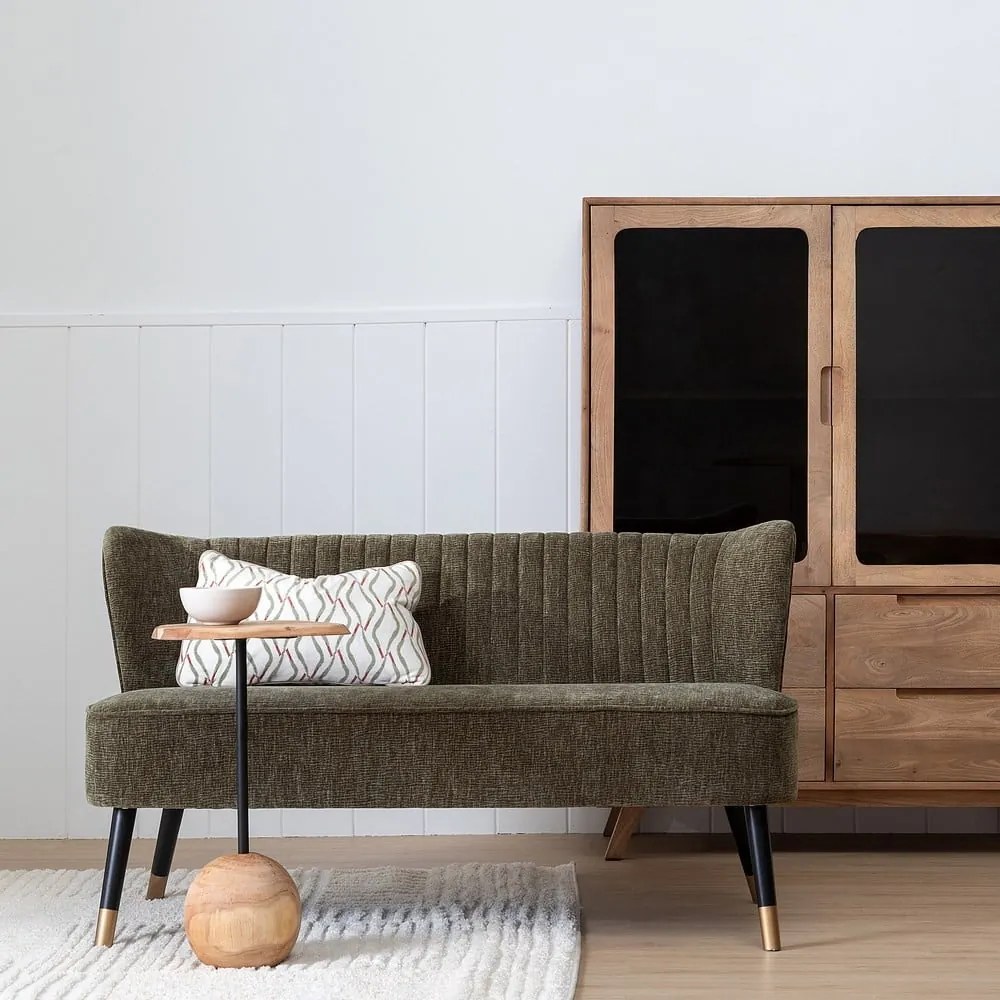 Canapea verde cu tapițerie din chenille 134 cm Glam – Ixia