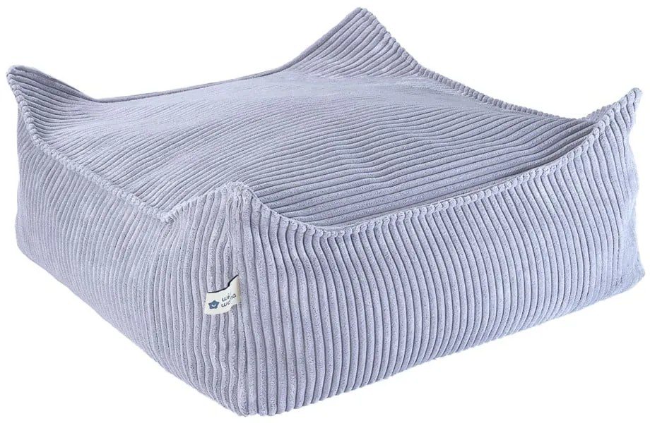 Fotoliu puf pentru copii albastru cu tapițerie din catifea reiată Square – Wigiwama