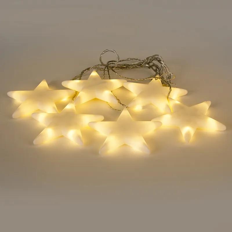 Șir de iluminat de Crăciun lumină stea 6 LED alb cald 1,5 metri