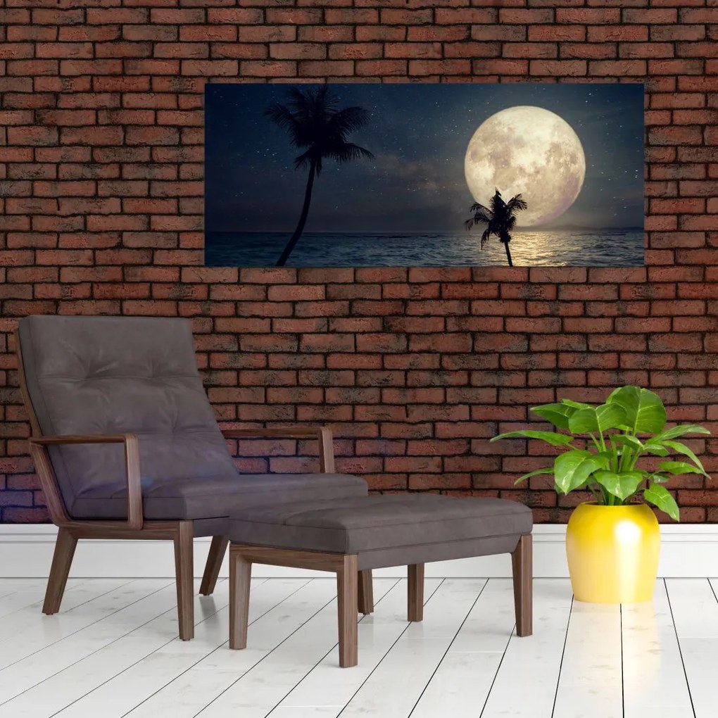 Tablou - Plaja cu lună plină (120x50 cm)