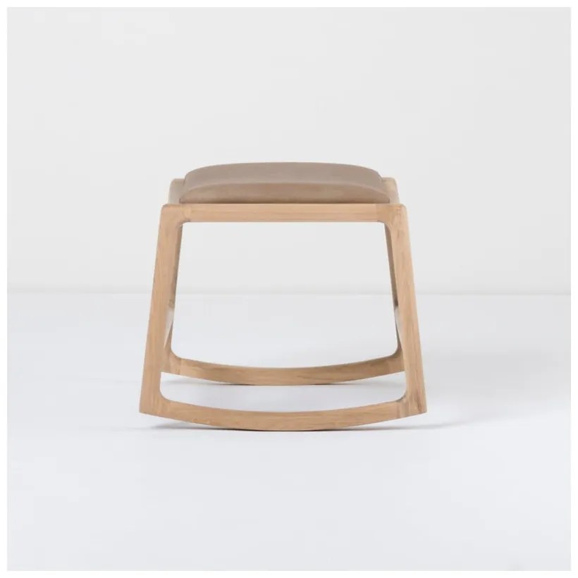 Taburet din piele bovină cu structură din lemn masiv de stejar Gazzda Dedo, maro