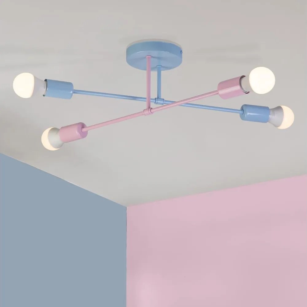 Lustru aplicat CAMBRIDGE 4xE27/15W/230V albastru/roz