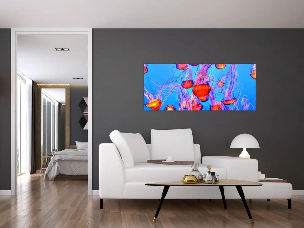 Tablou cu meduse în mare (120x50 cm)