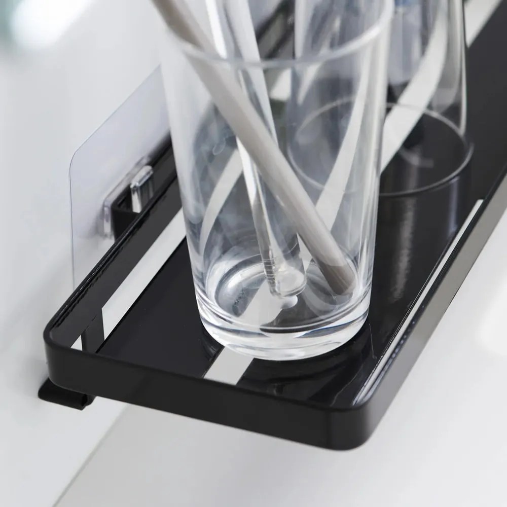 Raft pentru baie negru mat autoadeziv din oțel Film Hook – YAMAZAKI