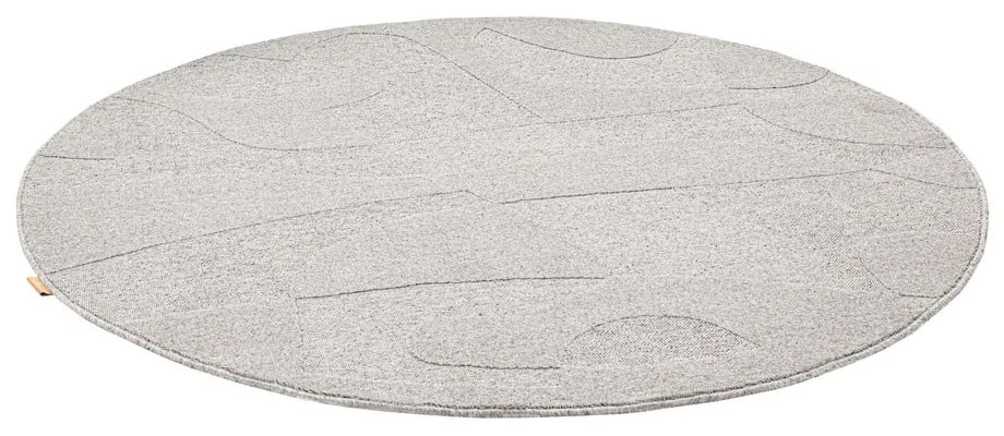 Covor gri deschis rotund din lână ø 160 cm Morphic Botanica – Agnella