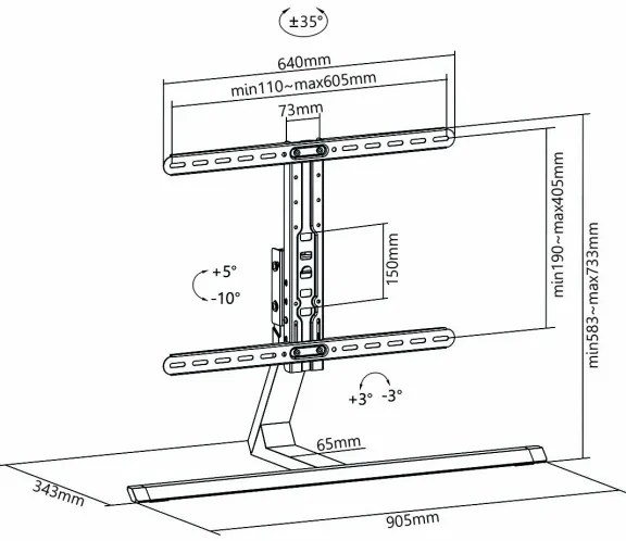 Suport pentru televizor Full Motion 37-75” Nedis TVSM5120GY