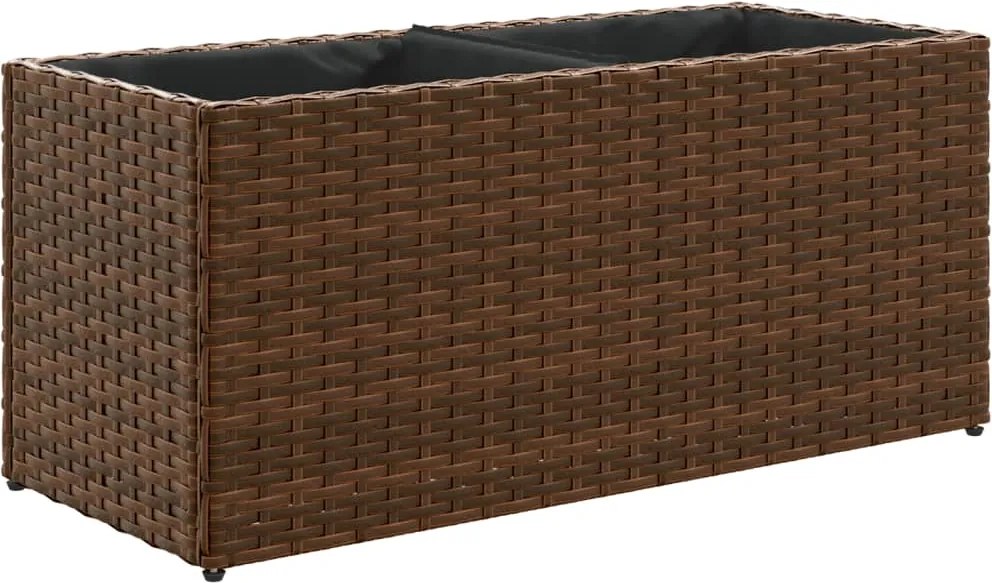 vidaXL Jardinieră de grădină cu 2 ghivece, maro, 72x30x32 cm poliratan