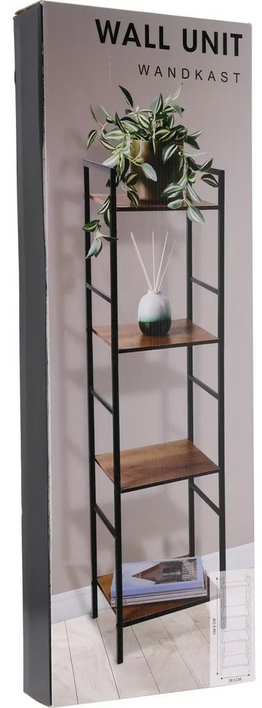 Raft metalic 4 rafturi MDF, 29,5 x 23,5 x 106,5 cm