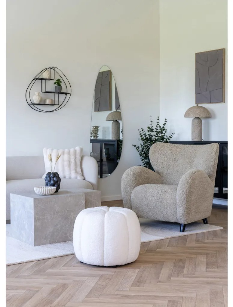 Puf Paisley, alb crem 48x38 cm