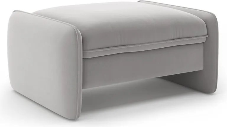 Taburet gri deschis cu tapițerie din catifea Georgia – Micadoni