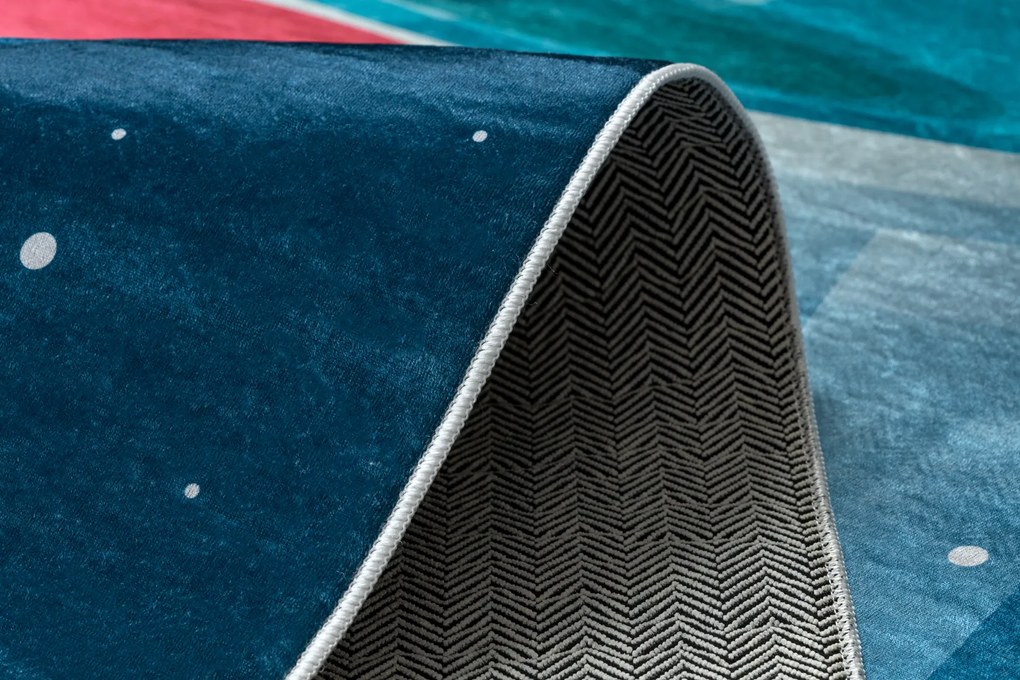 BAMBINO 42810 covor lavabil Rachetă, planete pentru copii anti-alunecare - albastru / maro