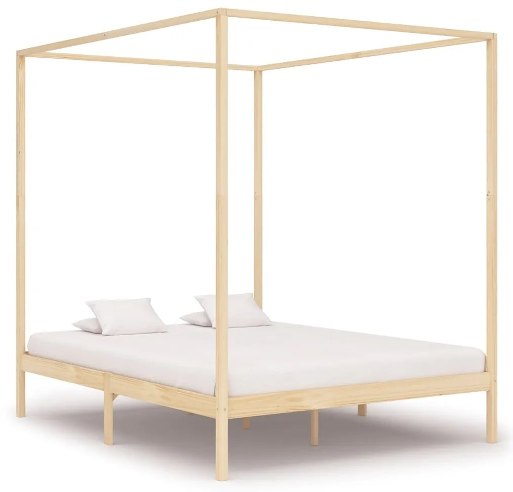 3060353 vidaXL Cadru pat cu baldachin, 4 sertare, 180x200 cm, lemn masiv pin