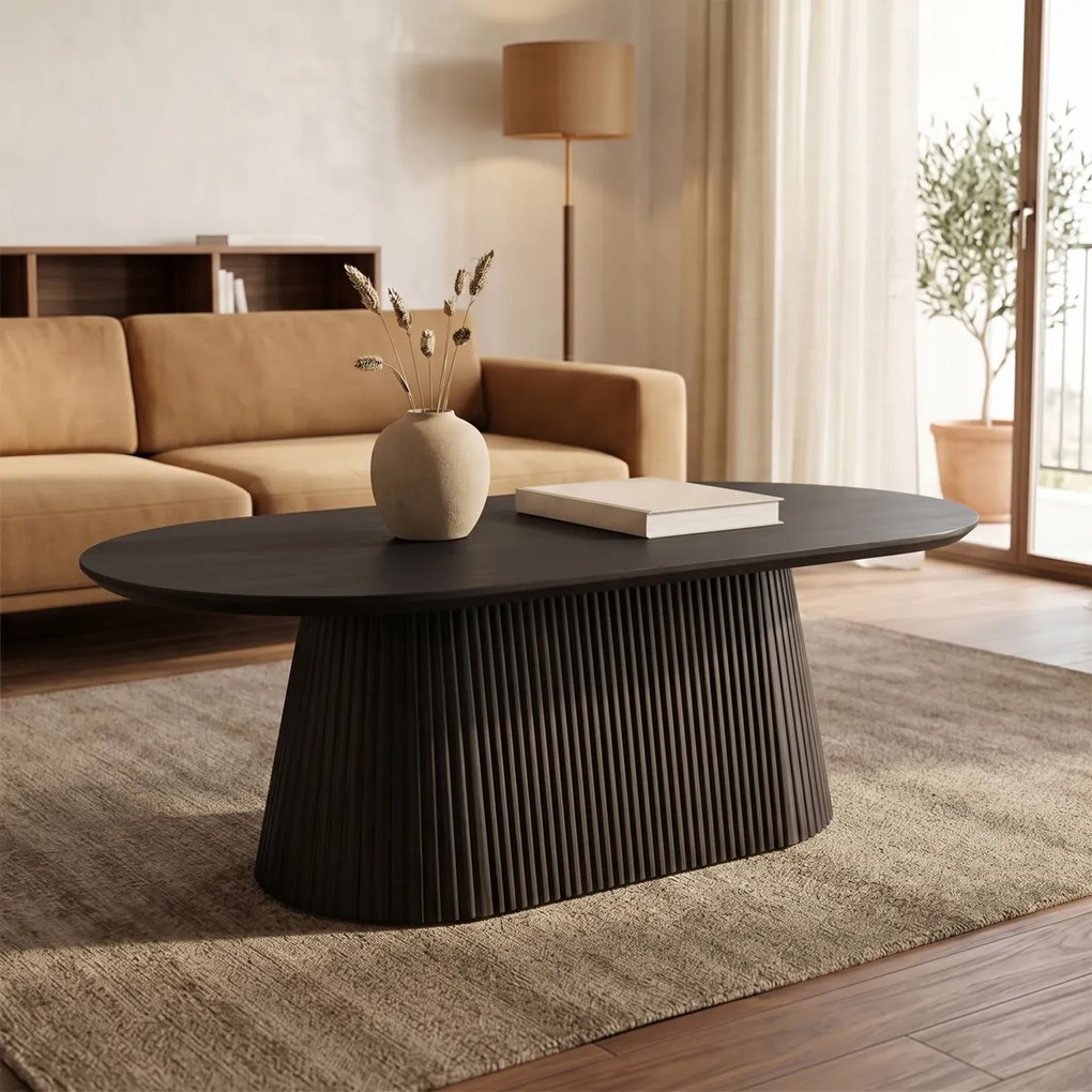 Masuta De Cafea Avelia Negru Lemn Masiv De Mango D120x60x42 Cm