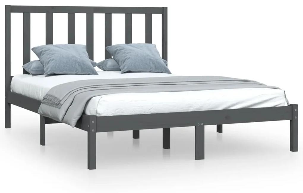 3105157 vidaXL Cadru de pat, gri, 120x200 cm, lemn masiv de pin